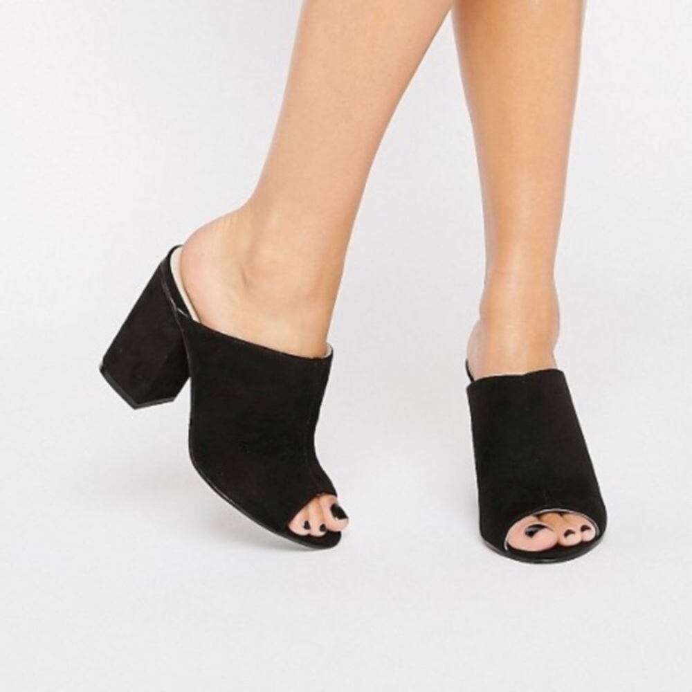 Black Suede ASOS Mules